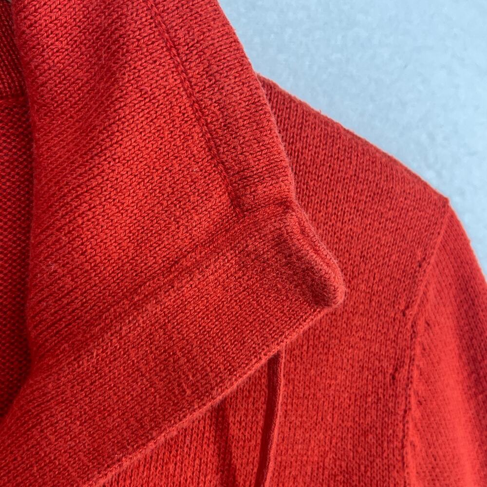 EILEEN FISHER Sweater S Organic Cotton Snap Front Drawstring Cardigan Orange - Picture 4 of 10